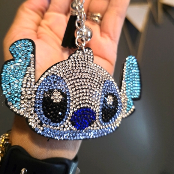 Sparkly Stitch Rhinestone Handbag Charm - Keychain - Picture 2 of 2